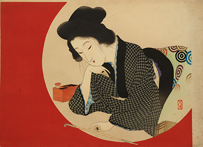 画像:富岡永洗
《もの思う美人》
制作年不明 木版口絵